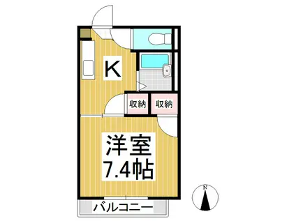 ベルメゾン三本柳 V(1K/2階)の間取り写真