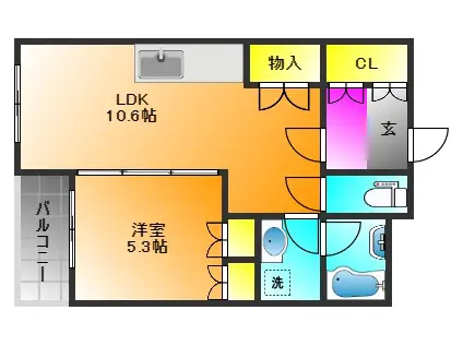 グランシャリオ(1LDK/3階)の間取り写真