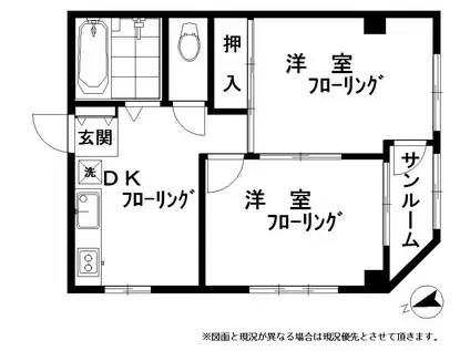 プラタナスタカサゴ(2SDK/5階)の間取り写真