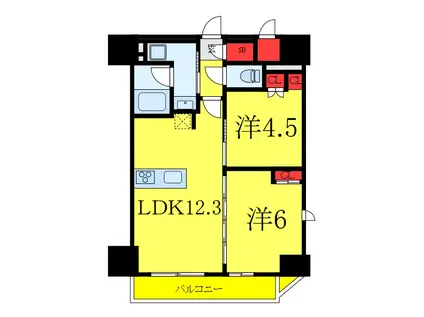 ザ・ライオンズフォーシア町屋(2LDK/14階)の間取り写真
