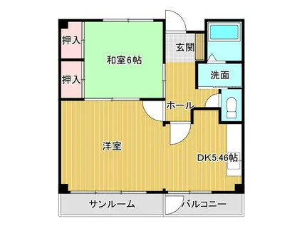 サンポート八日町(2DK/2階)の間取り写真