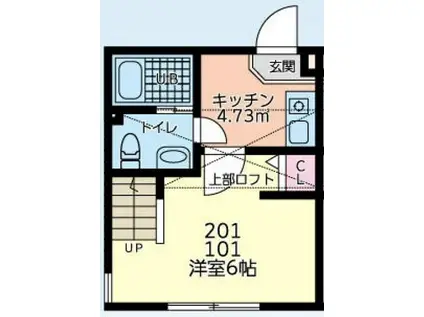 LA LUCE大和(1K/1階)の間取り写真