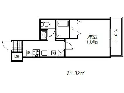 ラフォンテ春日野(1K/8階)の間取り写真