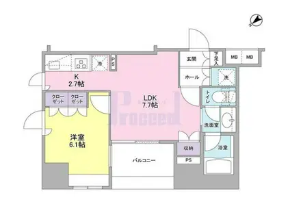 コンフォリア池袋DEUX(1LDK/7階)の間取り写真