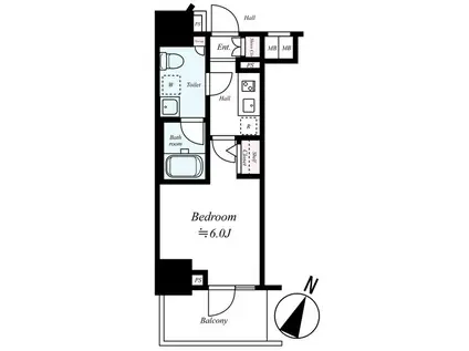 メインステージ三田アーバンスクエア(1K/2階)の間取り写真