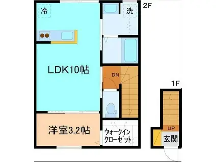 サン・ステージ今泉B棟(1LDK/2階)の間取り写真