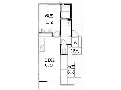 シサミタウンA(2LDK/1階)の間取り写真