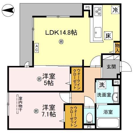 カサ・リチェル(2LDK/1階)の間取り写真