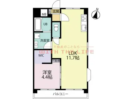 橘センタービル(1LDK/6階)の間取り写真