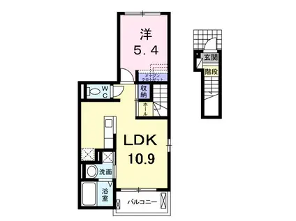 ジュネスF A 下浜田町(1LDK/2階)の間取り写真