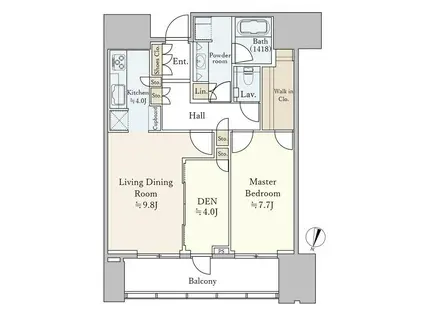 赤坂タワーレジデンスTOP OF THE HILL(1LDK/17階)の間取り写真