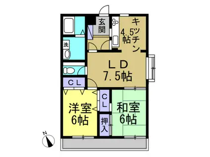 メイプルタウン名和東(2LDK/2階)の間取り写真