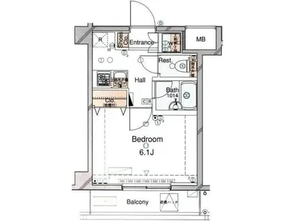 シンシティー東十条(1K/2階)の間取り写真