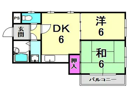 メゾン北村(2DK/2階)の間取り写真