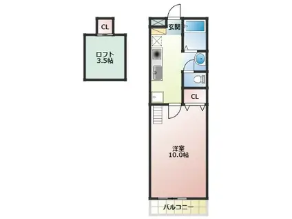 グランドヒル大津和(1K/2階)の間取り写真