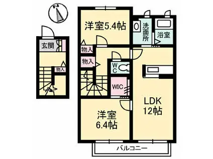 シャーメゾンリヴェール(2LDK/2階)の間取り写真