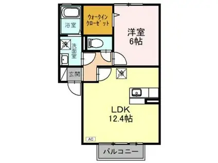 ラ・ミュー久宝寺II棟(1LDK/2階)の間取り写真