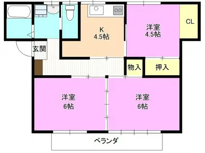 古里ハイツ(3K/1階)の間取り写真