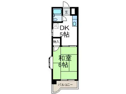 ビラ三秀中山(1DK/4階)の間取り写真