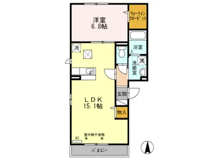 サンシャイン雅(1LDK/3階)の間取り写真