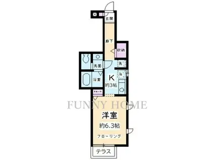 クレール駒澤(1K/1階)の間取り写真