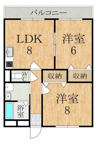 リヴィエールジオウ(2LDK/3階)の間取り写真