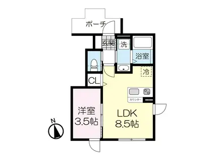 カーサグラシア中江(1LDK/1階)の間取り写真