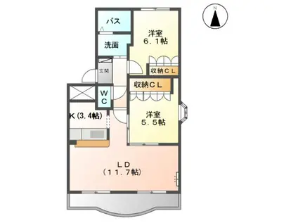 WISTERIA LIFE(2LDK/1階)の間取り写真