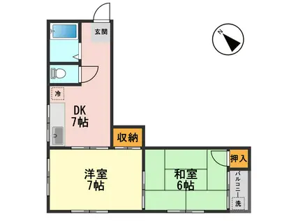 福冨ビル(2DK/4階)の間取り写真