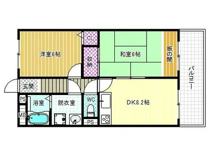 オーレンスヒルズ(2DK/4階)の間取り写真