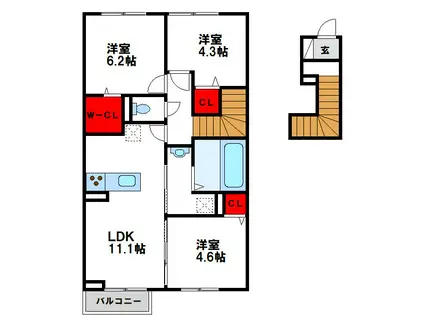 D-ROOM昴(3LDK/2階)の間取り写真