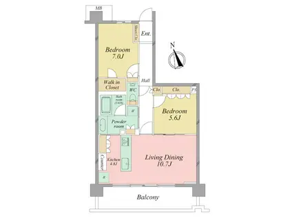 一条レジデンス西伊場(2LDK/3階)の間取り写真
