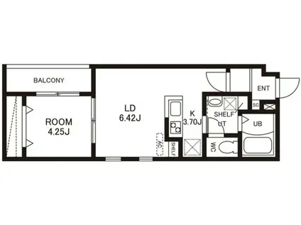 シェリム竹下イースト(1LDK/1階)の間取り写真