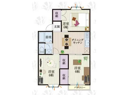 BCASA行田IIIRE-BORN(3DK/2階)の間取り写真