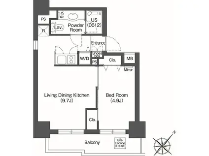 ユーレジデンス高輪台(1LDK/12階)の間取り写真