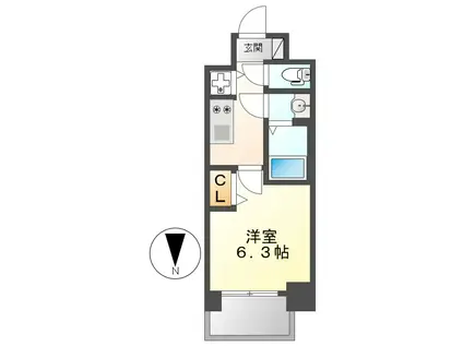 プレサンス丸の内城雅(1K/2階)の間取り写真