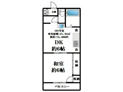 サンハイツ馬込(1DK/1階)の間取り写真