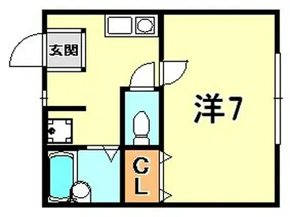 コンフォール湊川(1K/2階)の間取り写真