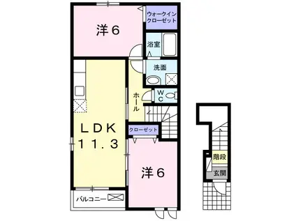 ライツ シュティルA(2LDK/2階)の間取り写真