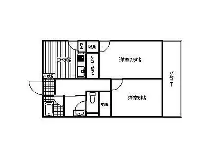大里東マンション(2DK/1階)の間取り写真
