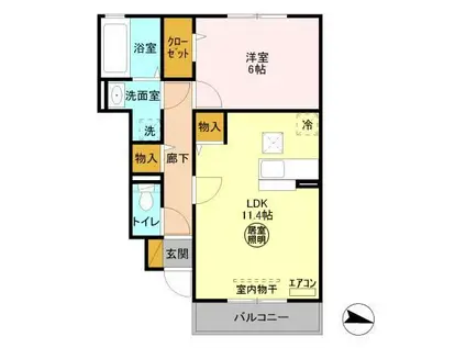 マリアグランディカII(1LDK/1階)の間取り写真