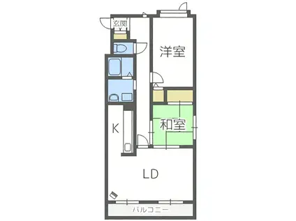 リージェンス平岸(2LDK/4階)の間取り写真