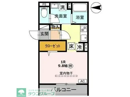 AKコンフォルト高崎栄町(ワンルーム/2階)の間取り写真