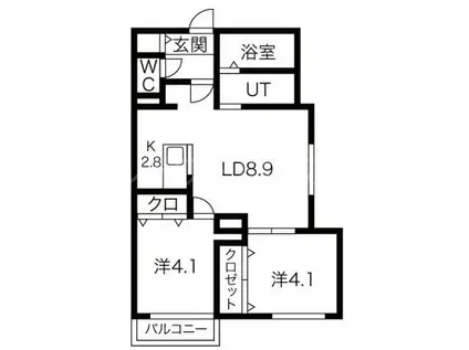 ブランシャール平岸 N1(2LDK/3階)の間取り写真