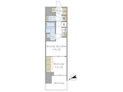 BRILLIA IST駒込(1DK/9階)の間取り写真