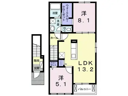 ランプロン アヤ III(2LDK/2階)の間取り写真