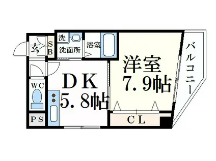 三共ヒルズ(1DK/5階)の間取り写真