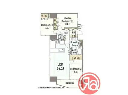 リバーガーデン四天王寺(3LDK/18階)の間取り写真