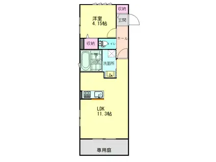 ソルセッサ(1LDK/1階)の間取り写真
