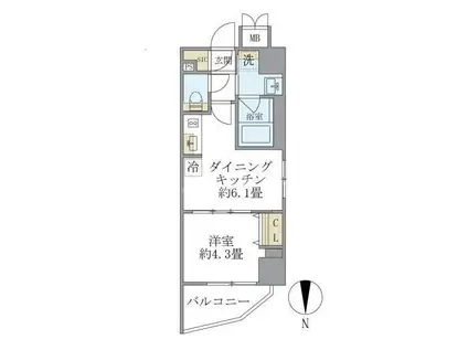 プラティーク目白(1DK/2階)の間取り写真